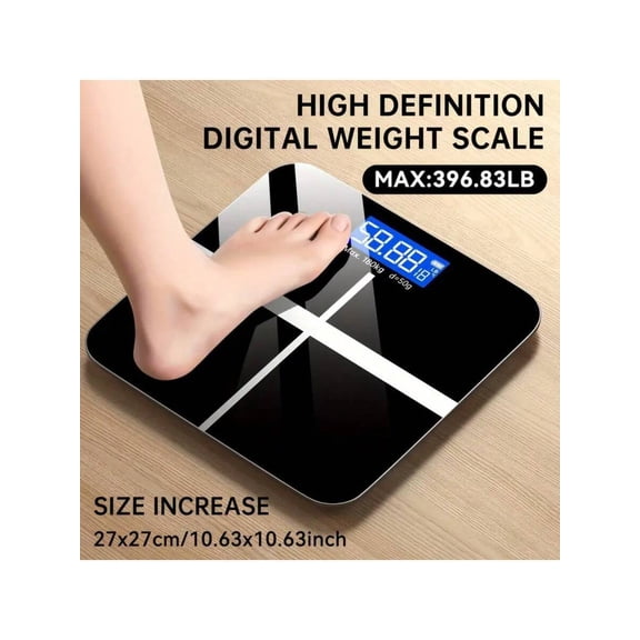 Digital Bathroom Scale for Body Weight, High Precision Electronic Weighing Machine with Large LCD Display, 6mm Tempered Glass, 400 lbs Capacity, Home Health Tool