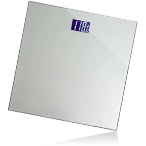 Digital Bathroom Scale Body Weight Smart Step On Technology Backlit LCD Display 400 lb 180 kg Glass Slim Design Auto On Off Silver