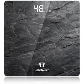 Digital Bathroom Scale High Precision Step On Technology LED Display Slim Design 180 kg 400 lb Marbled Gray