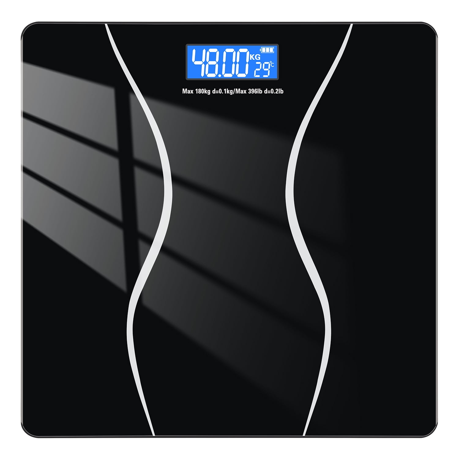 NUTRI FIT Extra-Wide/Ultra-Thick Digital Body Weight Bathroom  Scale with 3 Inch Large Easy Read Backlit LCD Display Max Capacity 400lb  Step-on Technology, Black : Health & Household