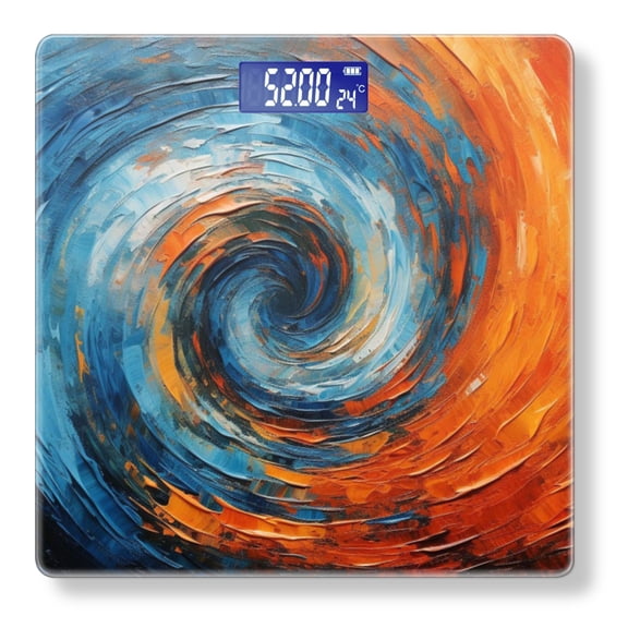 Digital Bathroom Scale with Large LCD Display,High Capacity Scale 400 lbs High Precision body fat scale-Abstract Swirls Of Orange And Blue Symbolizing The Vortex Effect