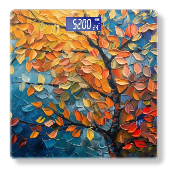 Digital Bathroom Scale with Large LCD Display,High Capacity Scale 400 lbs High Precision body fat scale-Autumn Tree With Leaves In The Colors Orange And Red