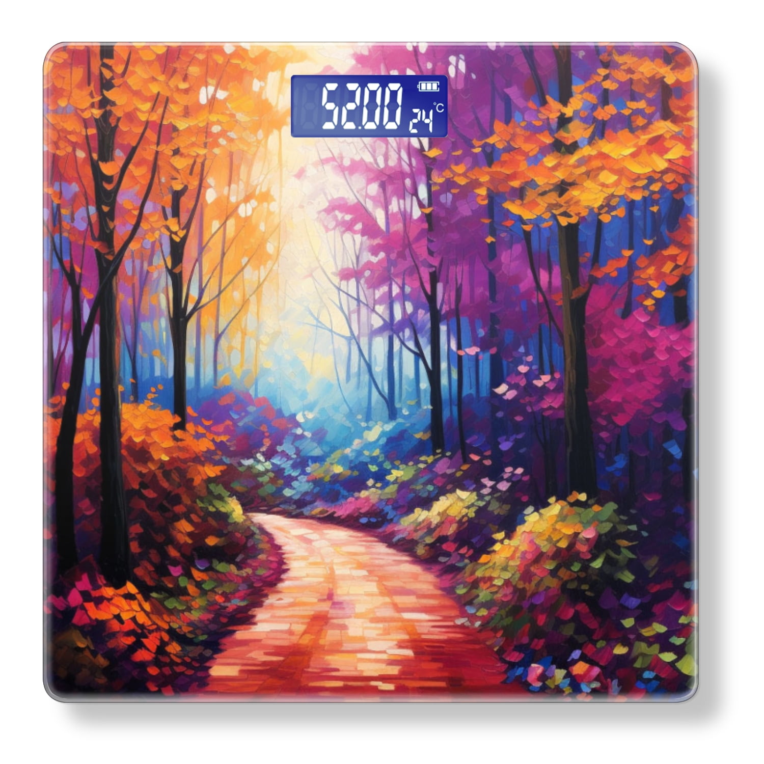 Digital Bathroom Scale with Large LCD Display,High Capacity Scale 400 lbs High Precision body fat scale-Colorful Forest With Trees And Leaves In Bright Colors