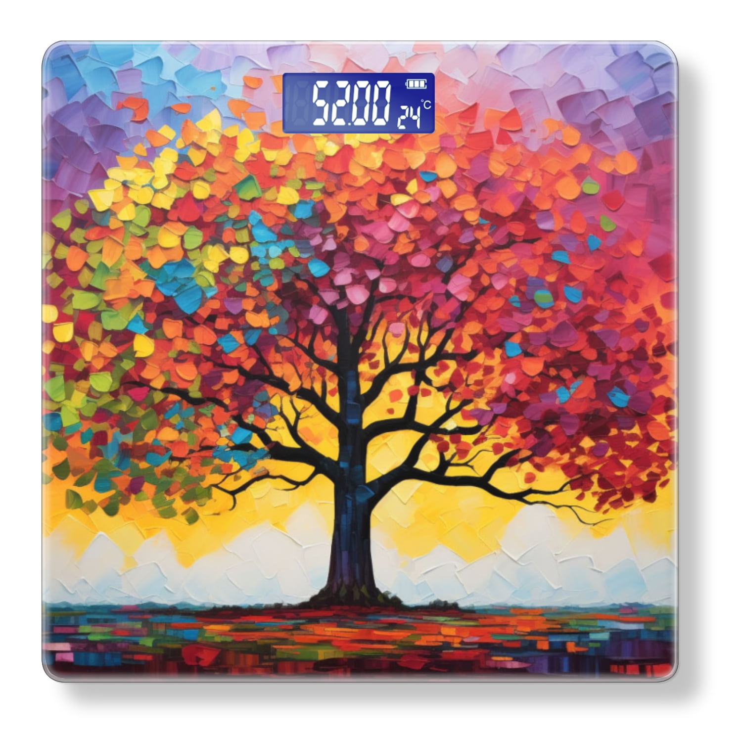 Digital Bathroom Scale with Large LCD Display,High Capacity Scale 400 lbs High Precision body fat scale-Colorful Tree Of Life With Multicolored Leaves