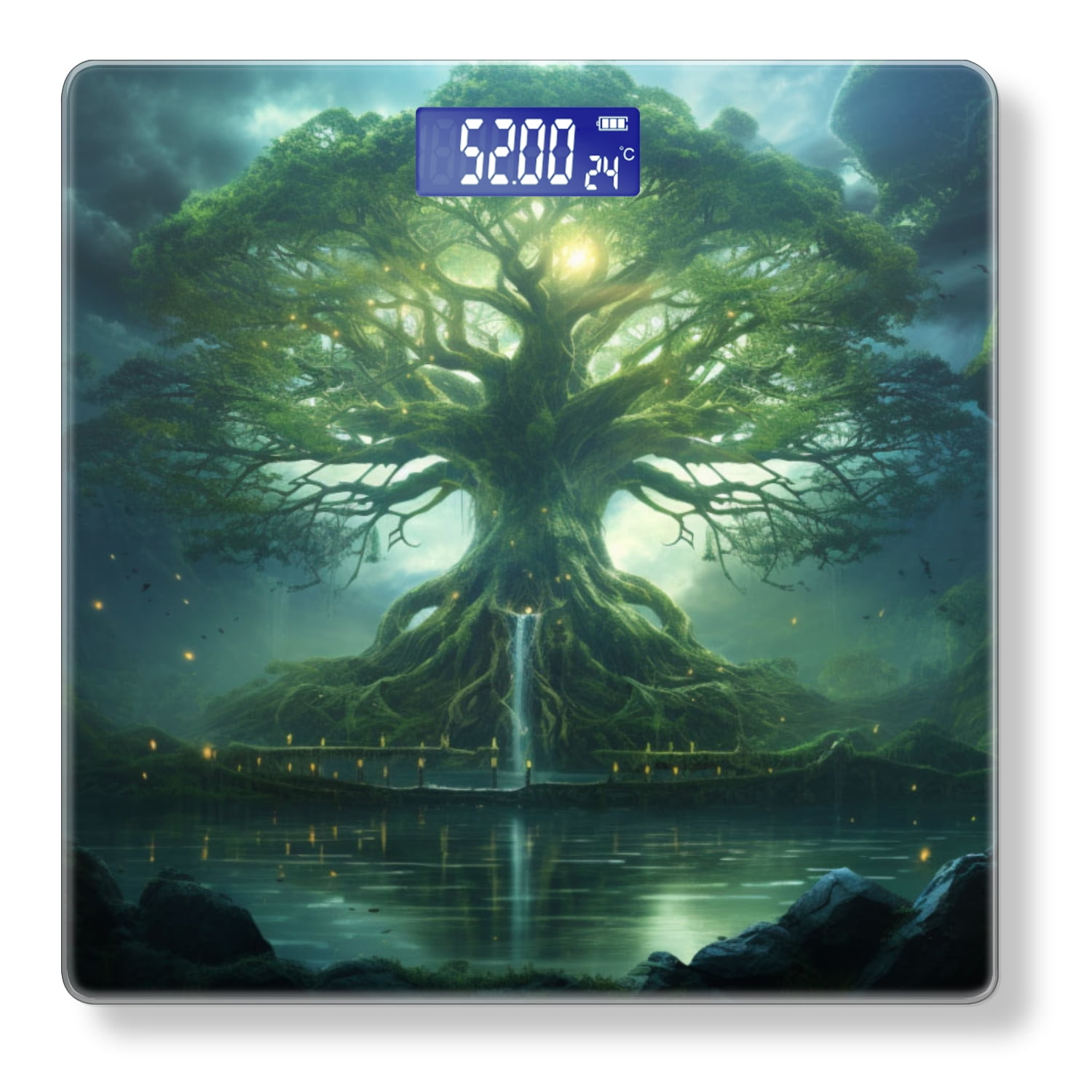 Digital Bathroom Scale with Large LCD Display,High Capacity Scale 400 lbs High Precision body fat scale-Colossal Tree Of Life With Roots That Reach Into The Depths Below