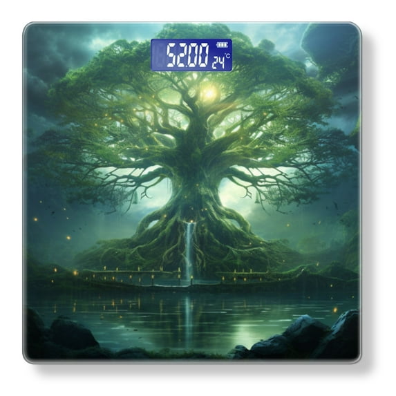 Digital Bathroom Scale with Large LCD Display,High Capacity Scale 400 lbs High Precision body fat scale-Colossal Tree Of Life With Roots That Reach Into The Depths Below
