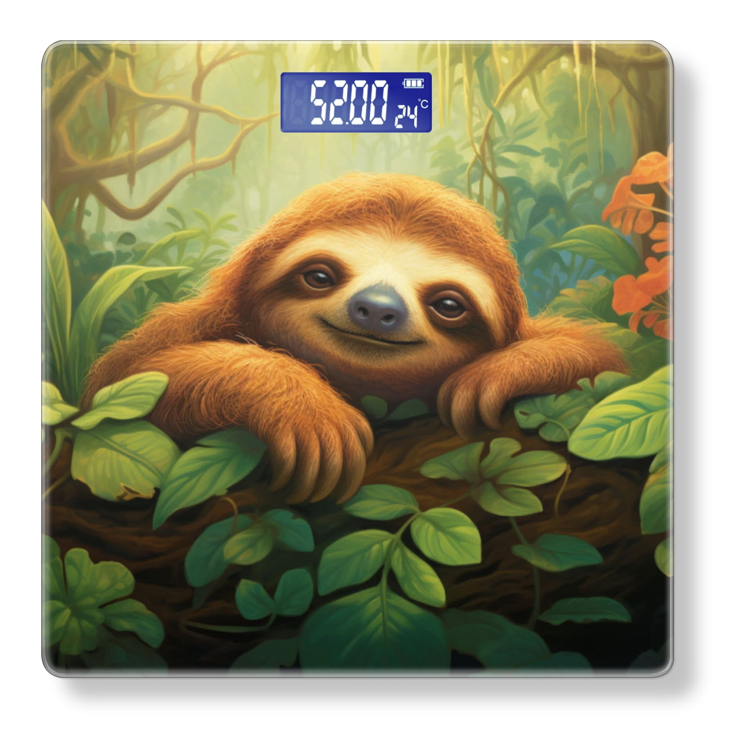 Digital Bathroom Scale with Large LCD Display,High Capacity Scale 400 lbs High Precision body fat scale-Cute Sloth Nestled In The Lush Greenery Of Rainforest
