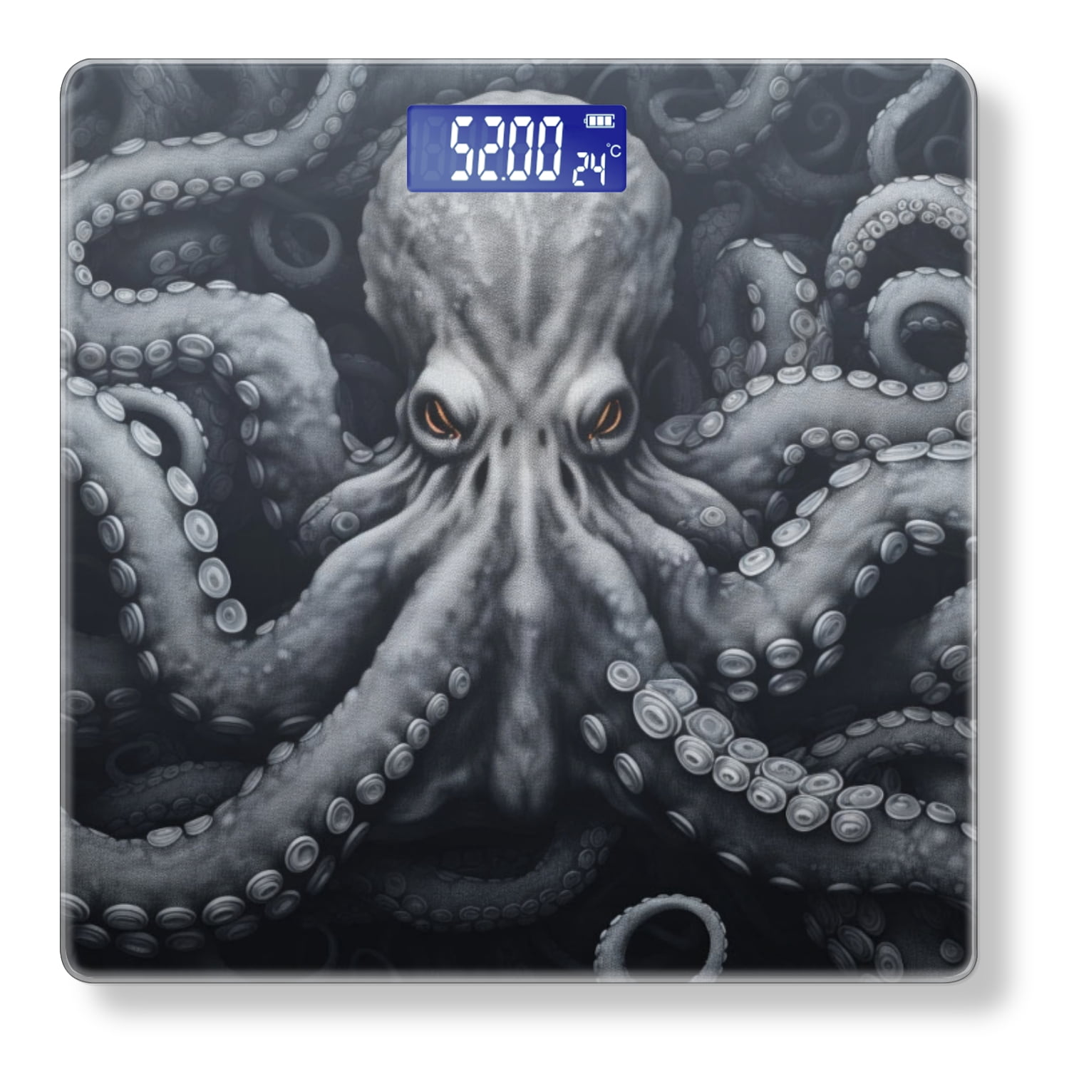 Digital Bathroom Scale with Large LCD Display,High Capacity Scale 400 lbs High Precision body fat scale-Octopus With Many Tentacles With Gray In Color