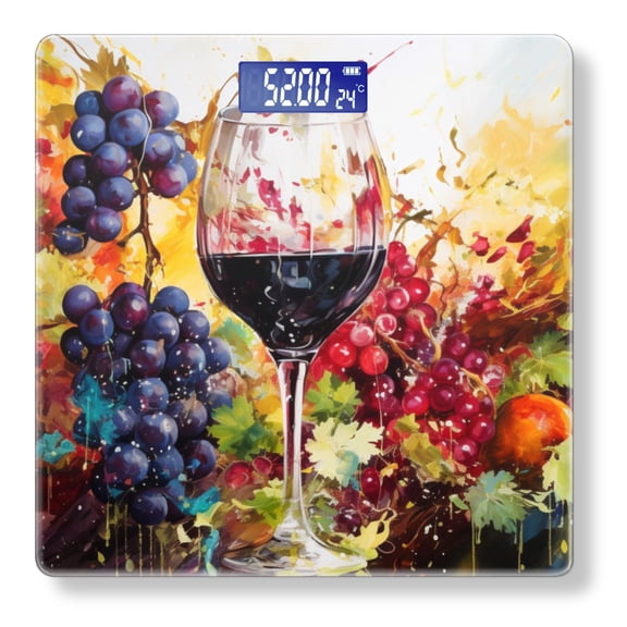 Digital Bathroom Scale with Large LCD Display,High Capacity Scale 400 lbs High Precision body fat scale-Oil Painting Of Glass With Red Wine And Grapes