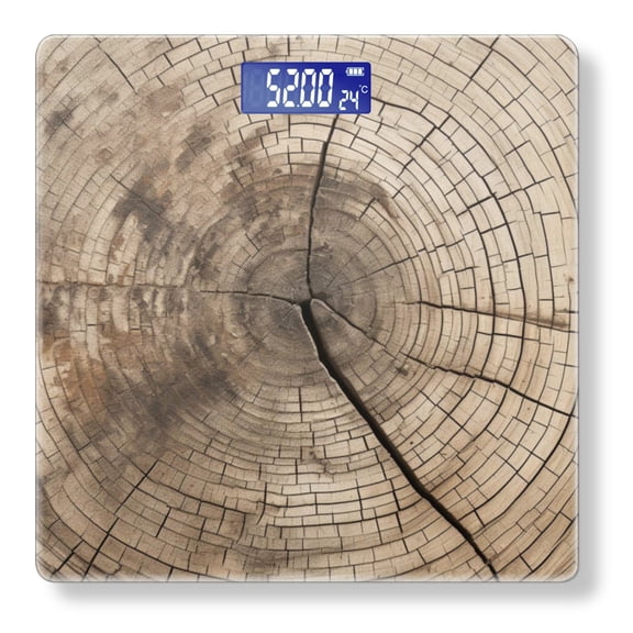 Digital Bathroom Scale with Large LCD Display,High Capacity Scale 400 lbs High Precision body fat scale-Old Tree Trunk With Visible Wood Rings Symbolizing Age