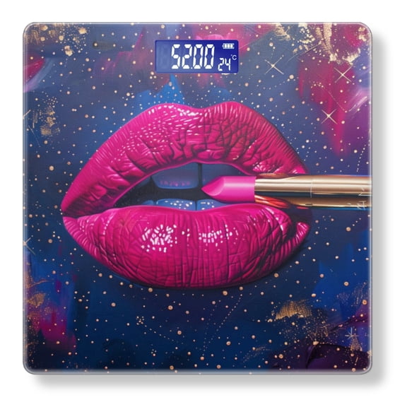 Digital Bathroom Scale with Large LCD Display,High Capacity Scale 400 lbs High Precision body fat scale-Pink Lipstick In The Shape Of Lips Lying On Abstract Background