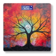 Digital Bathroom Scale with Large LCD Display,High Capacity Scale 400 lbs High Precision body fat scale-Tree With Branches Surrounded By Vibrant Colors And Radiant Light