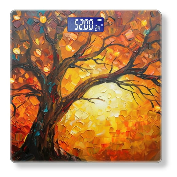 High Precision Body Weight Scale Smart Bathroom Scales with Large LCD Display(400lbs),Decorative for Bedroom-Tree With Leaves In Sunset Detailed With Vibrant Colors