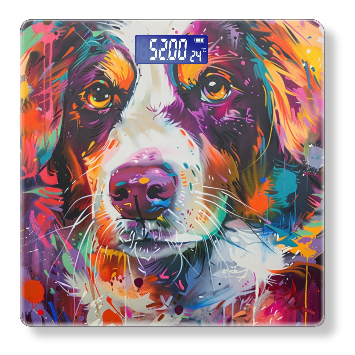 Bathroom Scale, Highly Accurate Digital Body Scale,Precisely Measures Weight up to 400 lbs-Vibrant Colorful Painting Of Australian Shepherd Dog