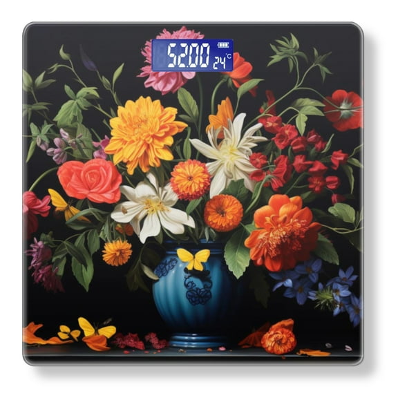 Digital Bathroom Scale with Large LCD Display,High Capacity Scale 400 lbs High Precision body fat scale-Vibrant Painting Of Colorful Flowers In Full Bloom