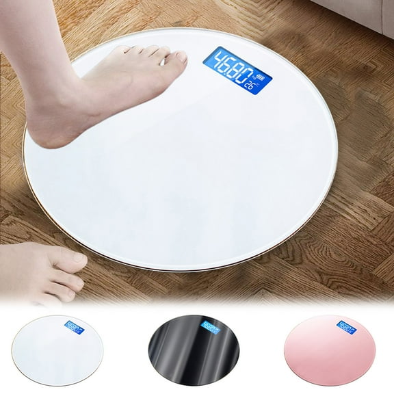 Digital Bathroom Scale USB Rechargeable | 180kg Capacity, Accurate Electronic Glass Weighing Scale with Temperature Display, Sleek Black/White/Rose Gold, 11x11in Home Weight