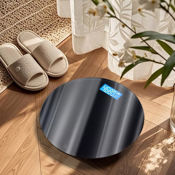 Digital Bathroom Scale USB Rechargeable Glass Body Weight Scale with Temperature Display, 180kg Capacity