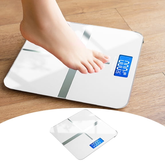 Digital Bathroom Scale, Xinsrenus Highly Accurate Body Weight Scale with Lighted LED Display, 400lbs Capacity Tempered Glass Bath Scale Round Corner Design, White