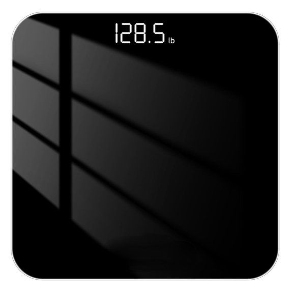 Digital Bathroom Scale for Body Weight: High-Precision 4-Sensor Accuracy, LED Display, 400lb/180kg Capacity, Safe Rounded Corners, Batteries Included