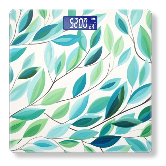 Digital Bathroom Scale with Large LCD Display,High Capacity Scale 400 lbs High Precision body fat scale-Abstract Painting Of Leaves With Simple Lines