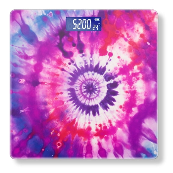 Digital Bathroom Scale with Large LCD Display,High Capacity Scale 400 lbs High Precision body fat scale-Abstract Tie-Dye Pattern In Purple