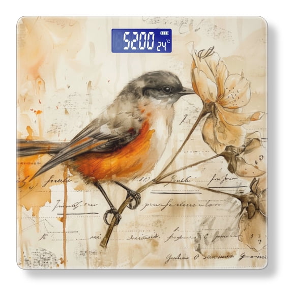 Digital Bathroom Scale with Large LCD Display,High Capacity Scale 400 lbs High Precision body fat scale-Bird Perched On The Branch Of Withered Tree