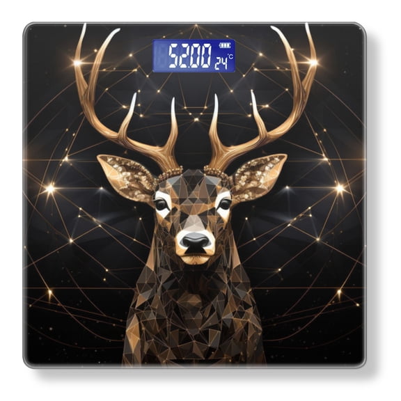 Digital Bathroom Scale with Large LCD Display,High Capacity Scale 400 lbs High Precision body fat scale-Geometric Deer With Antlers Made Of Stars