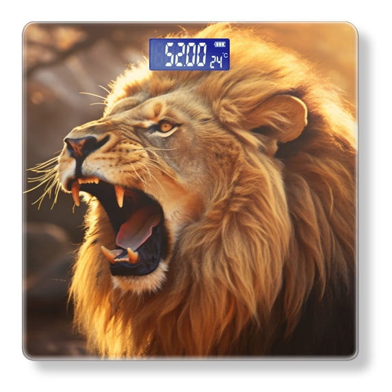 Digital Bathroom Scale with Large LCD Display,High Capacity Scale 400 lbs High Precision body fat scale-Majestic Lion Roaring In The Savannah
