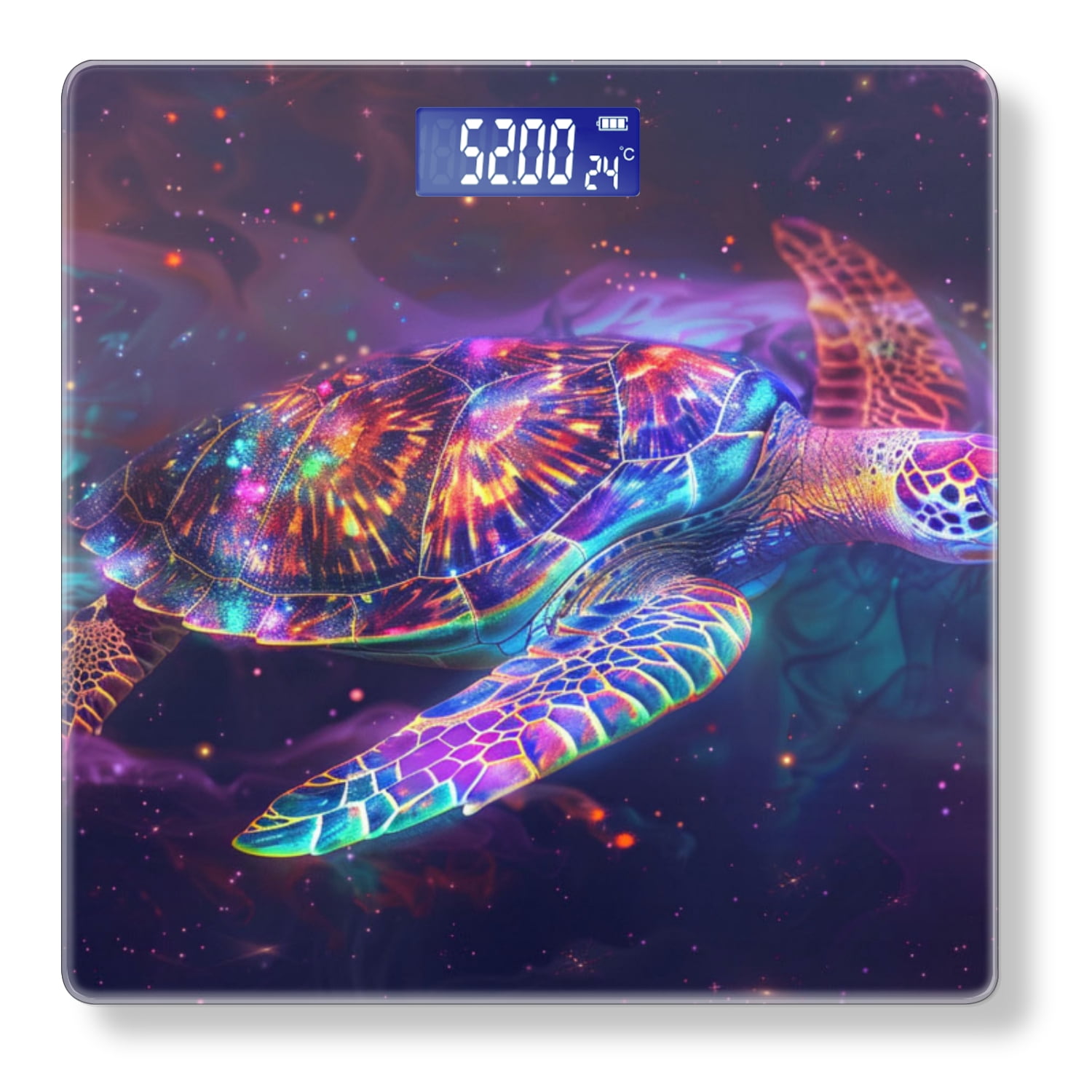 Digital Bathroom Scale with Large LCD Display,High Capacity Scale 400 lbs High Precision body fat scale-Turtle In Space Glowing Colors