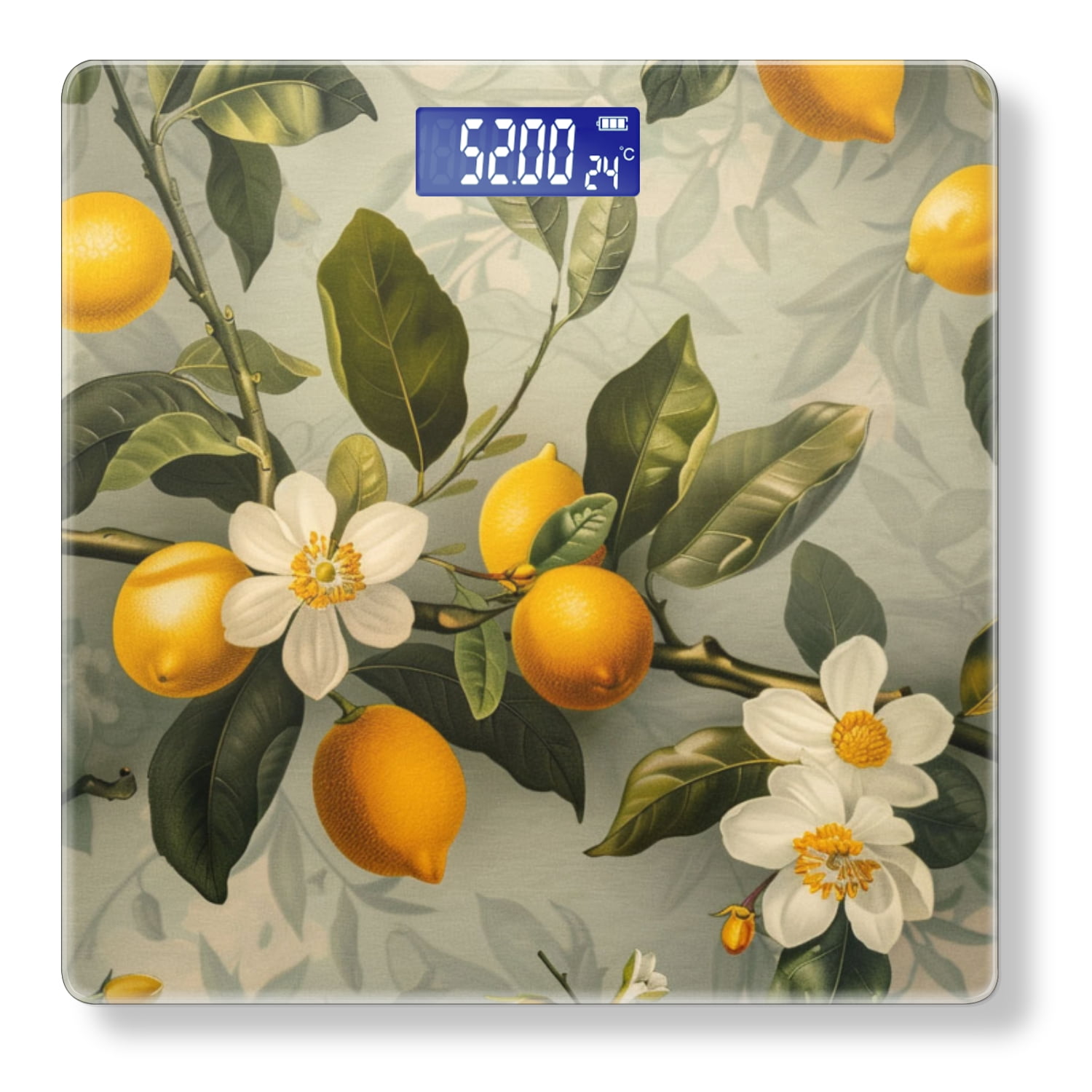 Digital Bathroom Scale with Large LCD Display,High Capacity Scale 400 lbs High Precision body fat scale-Vintage Lemon Tree With Lemons And Flowers