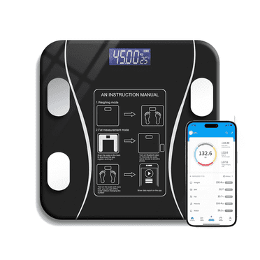 Digital Bathroom Scales Smart Body Fitness Compositions Health Analyzer,13 Body Composition Analyzer Sync Weight Scale BMI Health Monitor Sync Apps - Black