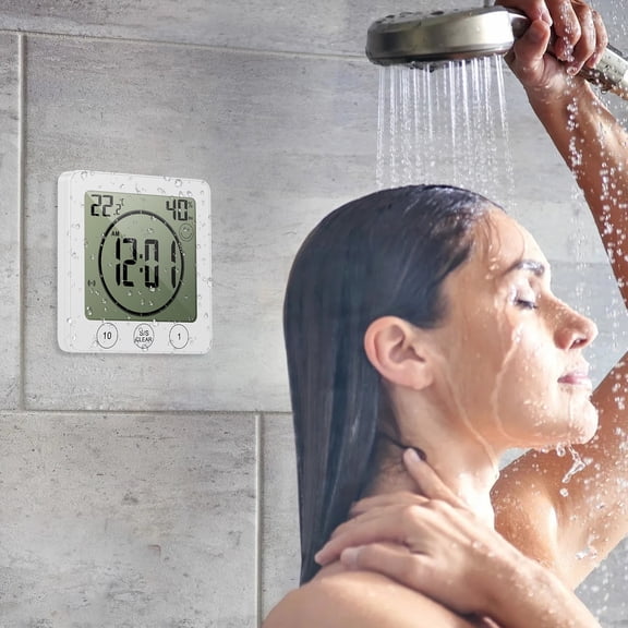 Fkszll Shower Clock, Digital Bathroom Shower Wall Clock, Bathroom Wall Clock Timer with Touch Screen, Temperature, LCD Display Visual Timer Hanging