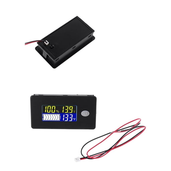 MOMOJIA Li-ion Lifepo4 Lead acid Battery Capacity Indicator 12V 24V 36V 48V 60V 72 Display LCD Voltmeter Temperature Meter Test