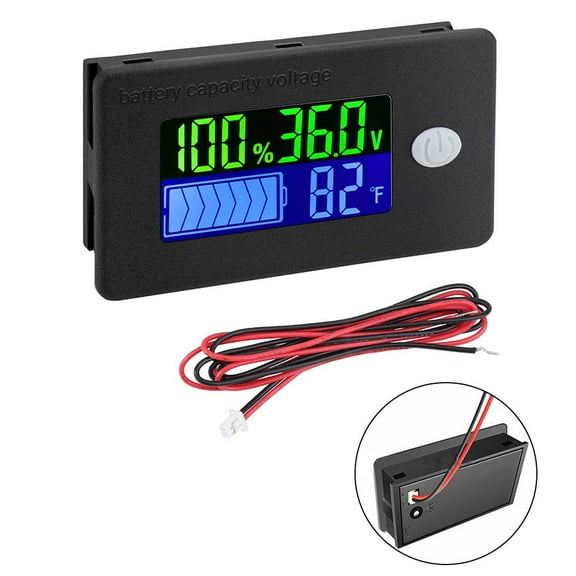 Digital Battery Monitor 10-100V Dc Voltmeter With Temperature Display For Lithium Lead-Acid Batteries In Cars Boats Rvs Golf Carts Black Battery Capacity Tester 12V