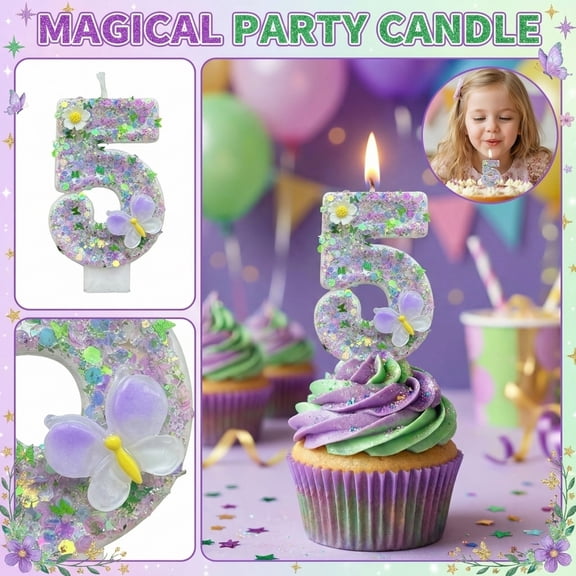 Digital Birthday Candle for Party Celebrations, Fashion Cartoon Number 5 Shape Cake Decor, Creative Style for Special Events and Memorable Anniversaries