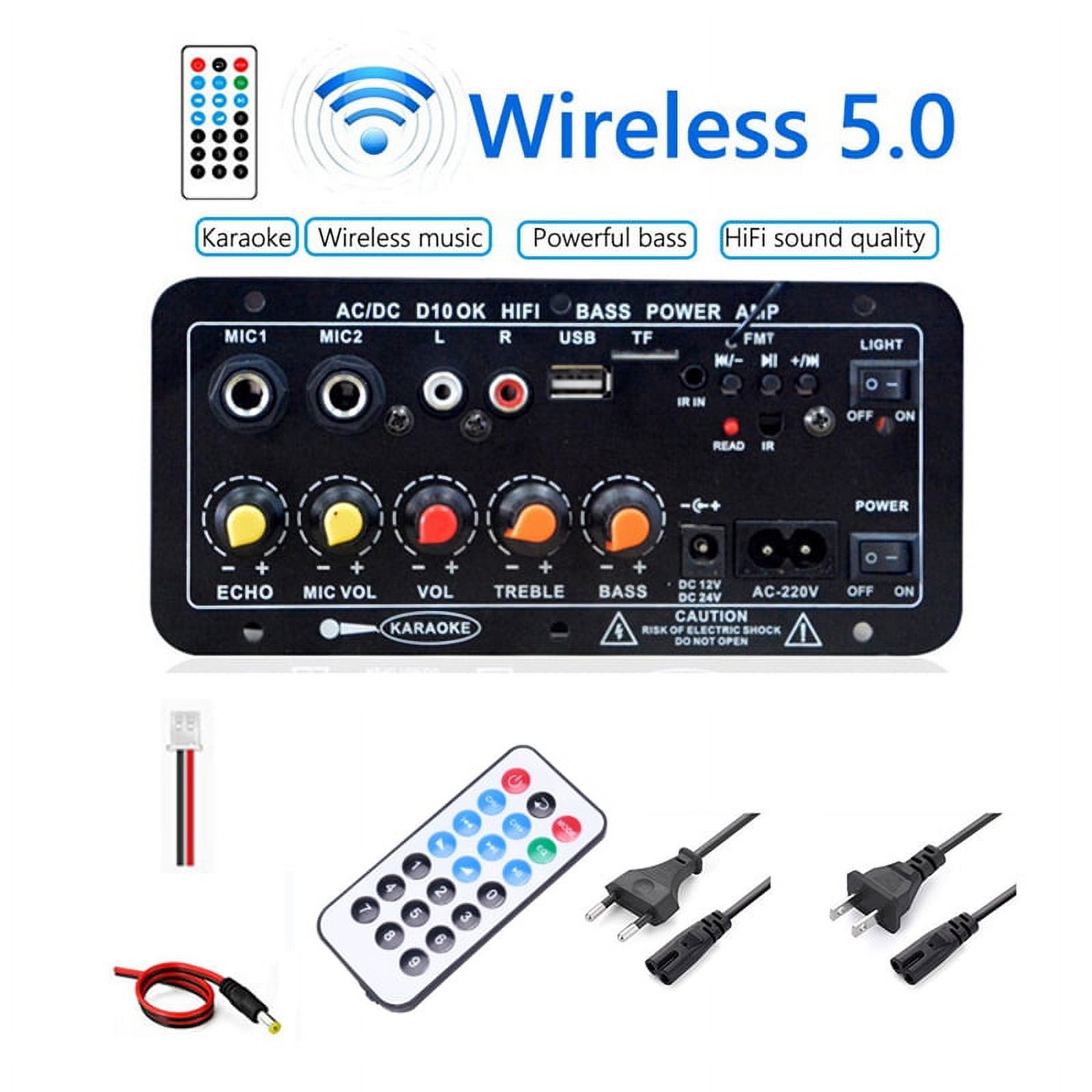 Digital Bluetooth Stereo Amplifier Board Subwoofer Dual Microphone Karaoke Amplifiers for 812
