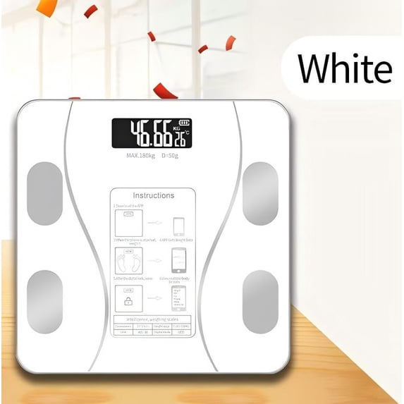 Digital Body Fat Scale Connected to Mobile Displays BMI Body Fat Muscle Mass with Wireless Connectivity, White