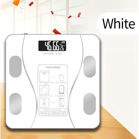 Digital Body Fat Scale Connected to Mobile Displays BMI Body Fat Muscle Mass with Wireless Connectivity, White