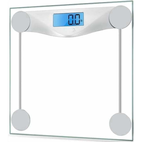 Digital Body Weight Bathroom Scale, Large Blue LCD Backlight Display, High Precision Measurements,6mm Tempered Glass, 400 Pounds