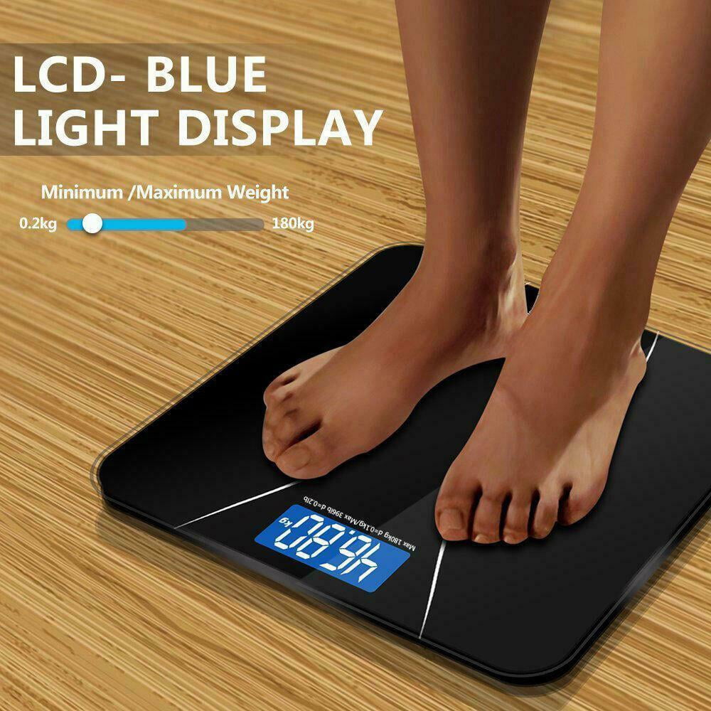 Digital Body Weight Bathroom Scale Weighing Scale with Step On Technology Extra Large Blue Backlit Display and Batteries Included 400 Pounds Black