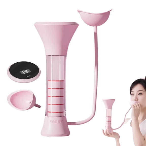 Digital Breathing Trainer Device, Adjustable Resistance Breathing Exercise Tool with LED Display and Type-C Charging for Abdominal Breathing, Pink