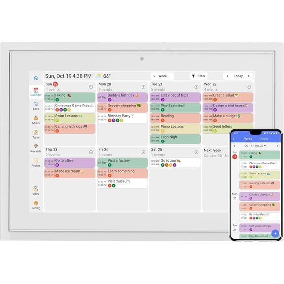 Digital Calendar 10.1 Inch Wall Planner Touch Screen WiFi Smart Electronic Planner with Third-Party Calendar Sync, Chore Tracker, Meal Plan Family Digital Picture Frame Gift for Mom Women