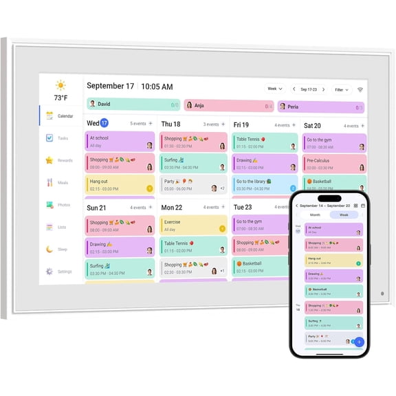 Digital Calendar,10.1" Touchscreen  Desk Calendar & Chore Chart, Touchscreen Interactive Display for Family Schedules with Meal Planner & Picture Frame & Lists