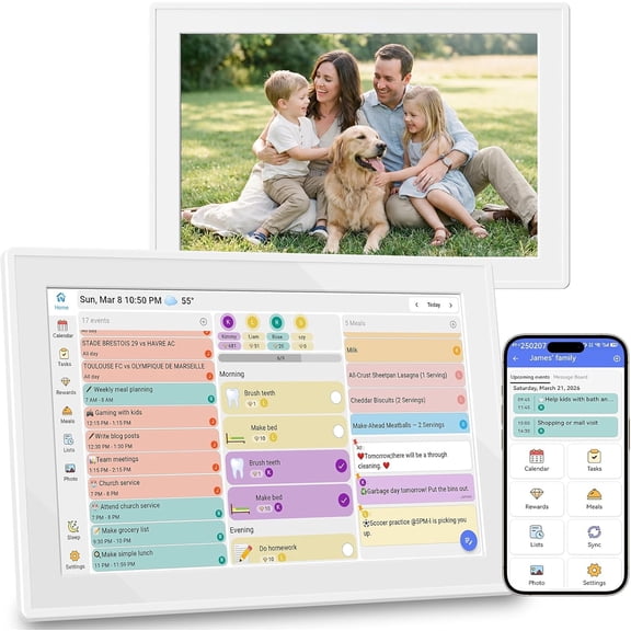 Digital Calendar 10.1" Touchscreen, Smart Electronic Wall Organizer, Chore List, Meal & Family Task Manager, Third-Party Calendar Sync, Picture Frame - Perfect Gifts for Mom & Women