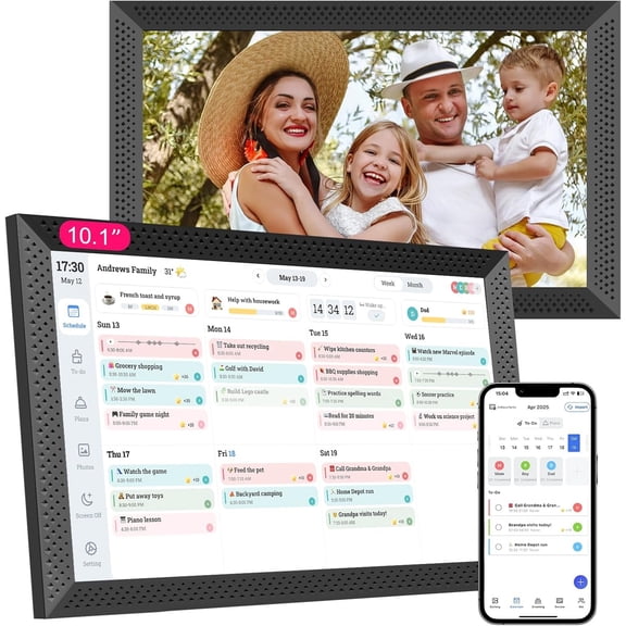 Digital Calendar 10.1 inch, Calendar for Family Sharing Schedule Interactive Calendars Screen To Do Task Meal Planner for Office with Digital Picture Frame