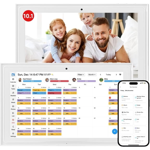 Digital Calendar, 10.1-inch Smart Wall Planner Electronic Calendar & Chore Chart, Smart Touchscreen Interactive Display for Family Schedules, Organize Your Daily & Family Routines, Desk & Wall Mount