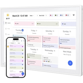 Memwake Digital Alarm Clock, Calendar Alarm Clock, 10.1-inch Smart Wi-Fi Electronic Calendar, Desktop Clock,Family Schedule and To-do Reminders