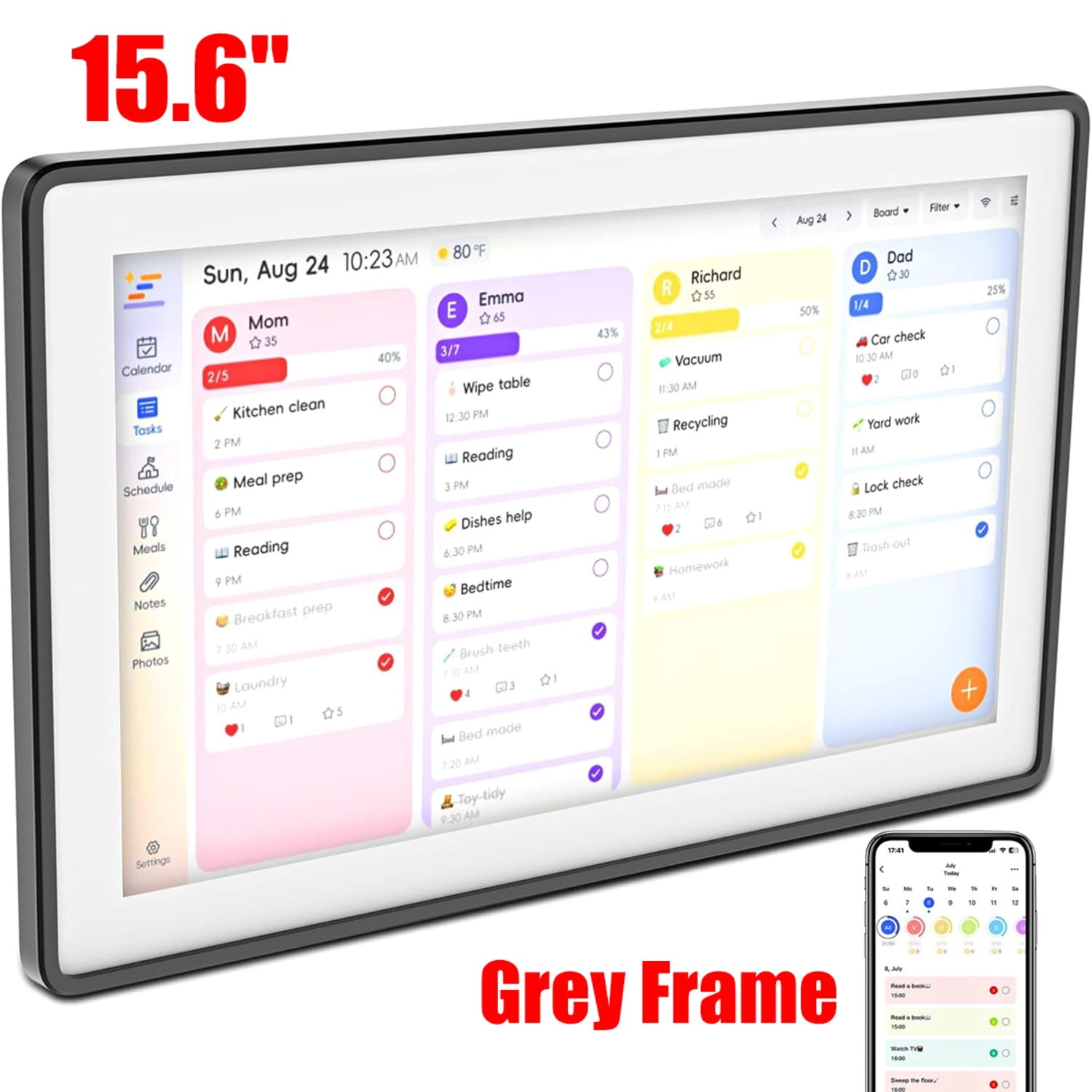 Digital Calendar,15.6'' Digital Wall Planner & Chore Chart, Touchscreen ...