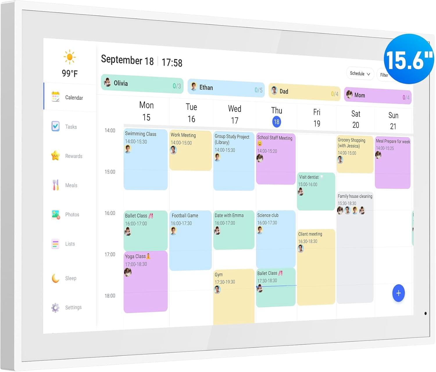 Digital Calendar 15.6" Wall Planner Smart Electron Calendar 1080P Full