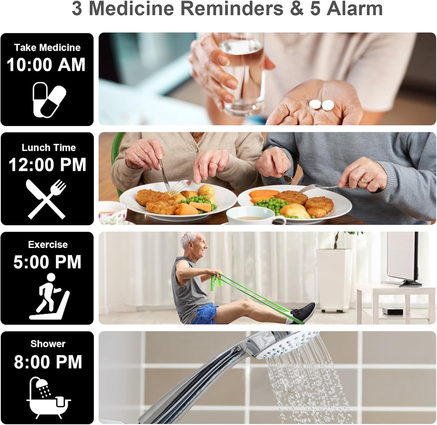 Digital Calendar Alarm Clock for Seniors with HD Screen Remote Control Adjustable Brightness Multiple Alarms Ideal for Alzheimer's Memory Loss